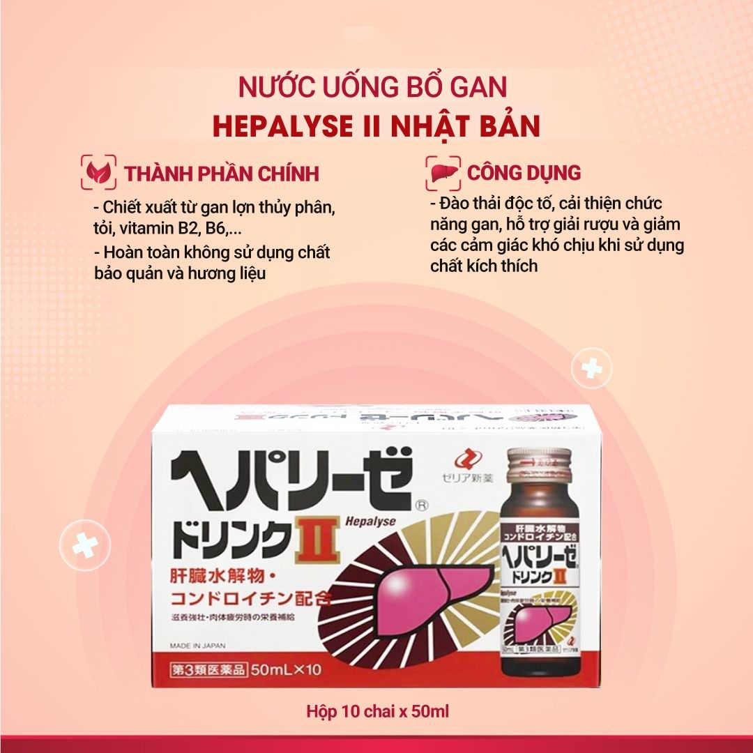 Thực phẩm chức năng Nước uống bổ gan Hepalyse II Nhật Bản 10 chai x 50ml