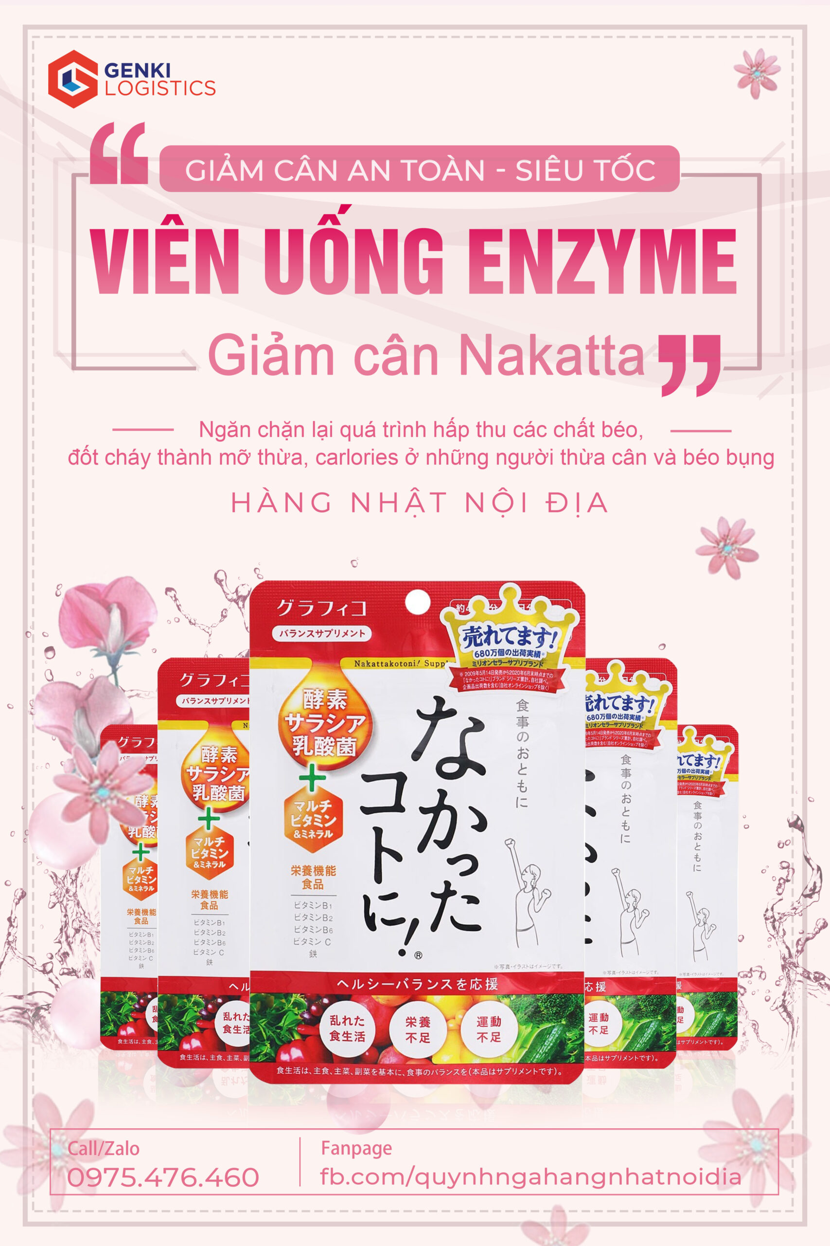 Viên uống Enzyme giảm cân ban ngày Nakatta 120 viên Mới nhất