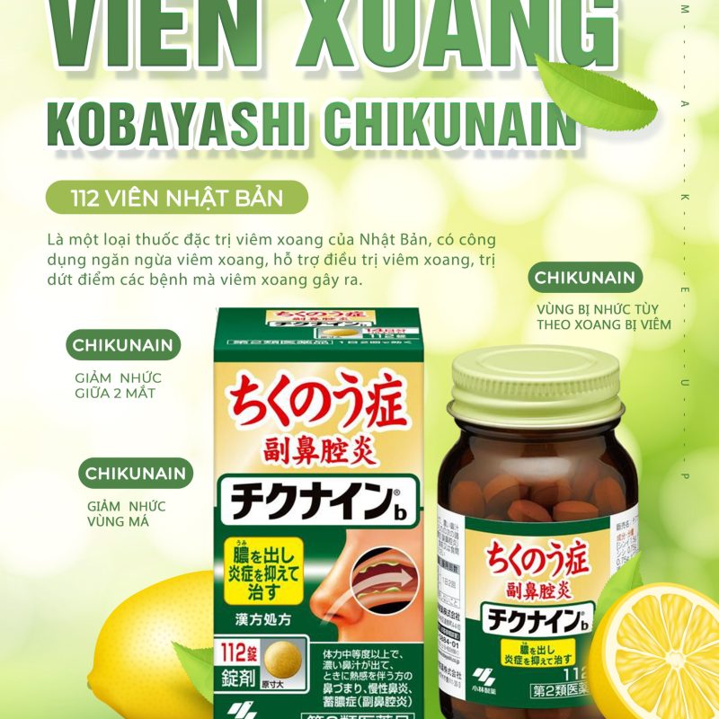 Viên uống hỗ trợ điều trị viêm xoang Kobayashi Chikunain 112 viên