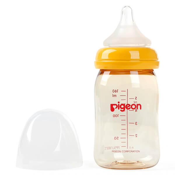 Bình sữa Pigeon 160ml màu vàng chanh (Sứ - Nhựa)