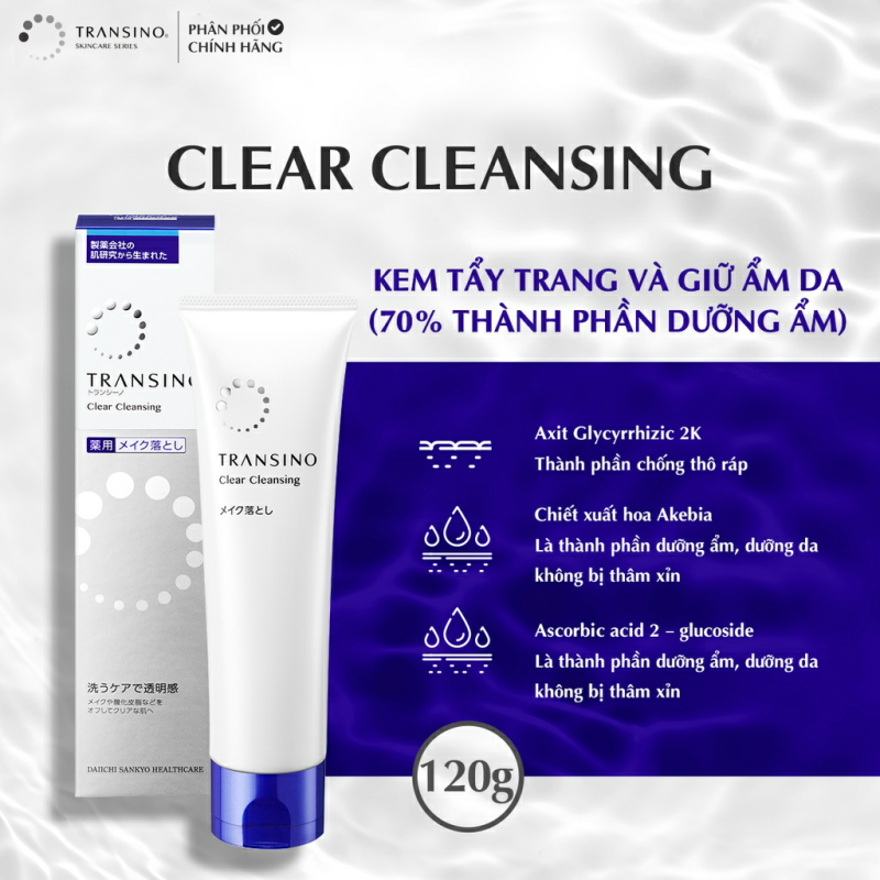 Kem tẩy trang làm trắng trị nám Transino Clear Cleansing 120g