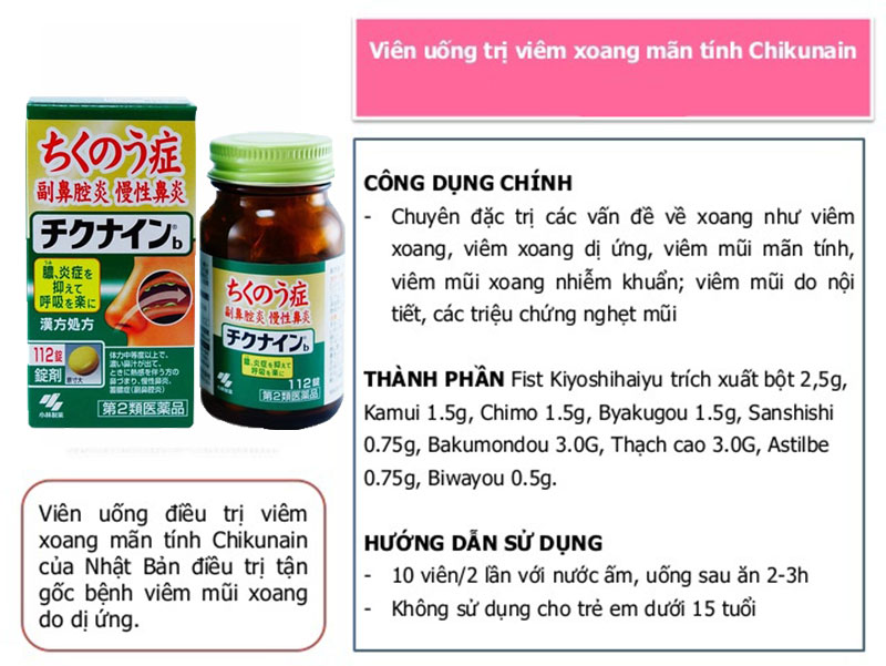 Viên uống hỗ trợ điều trị viêm xoang Kobayashi Chikunain 112 viên