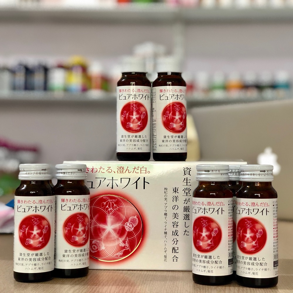 Nước Uống Trắng Da Shiseido Pure White (Hộp 10 chai x 50ml)