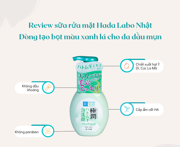Sữa rửa mặt Hadalabo trắng và xanh nội địa Nhật
