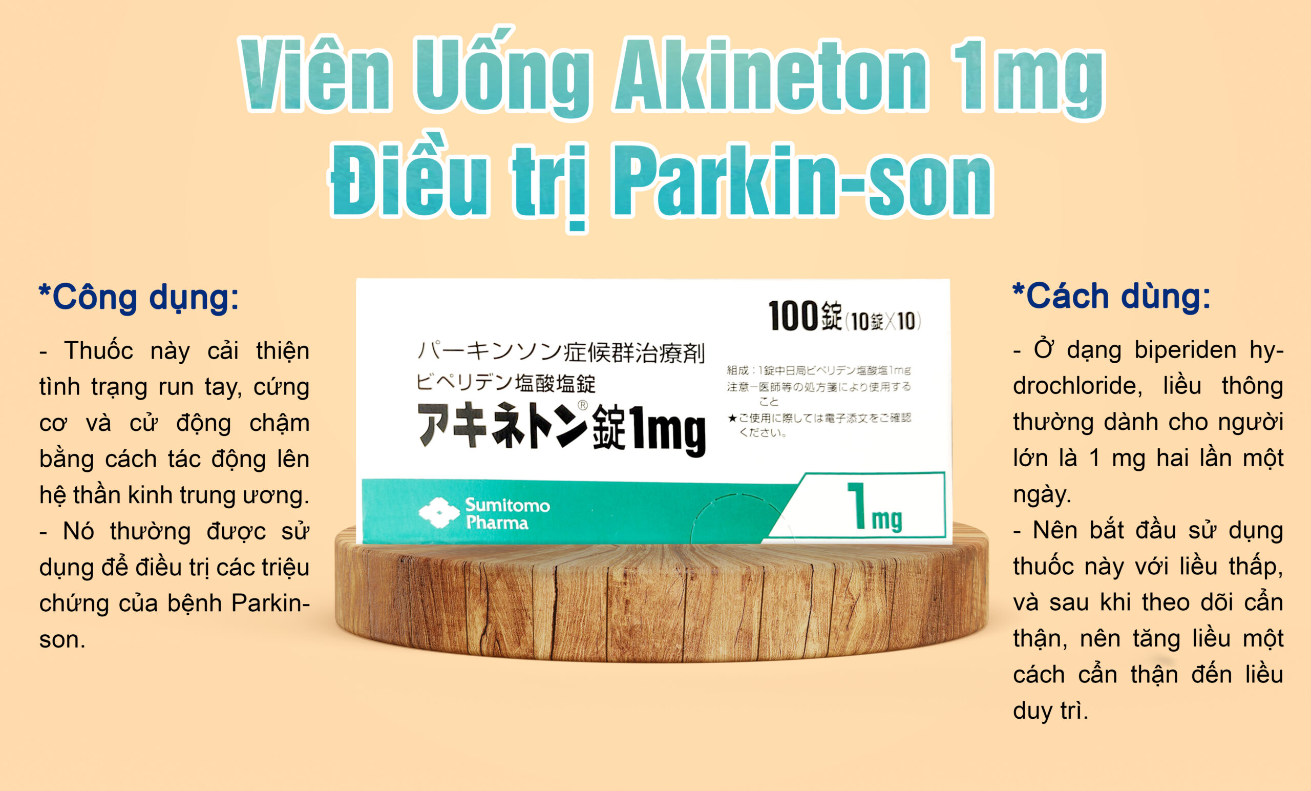 Thuốc điều trị Parkin-son Akineton Viên nén 1mg