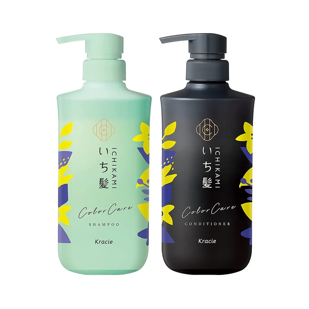 Bộ dầu gội xả Ichikami xanh đen hương lựu (dùng cho tóc nhuộm, bền màu)