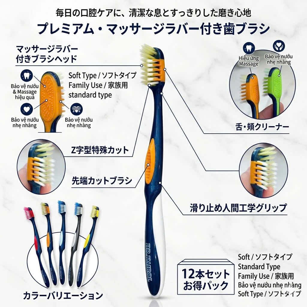 SET 12 BÀN CHẢI ĐÁNH RĂNG CHĂM SÓC RĂNG MIỆNG - DR.KAIROL ALL-IN-ONE TOOTHBRUSH SET